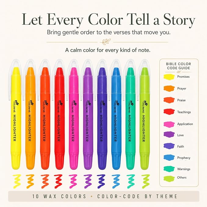 10 Pack Bible Safe Highlighters - Vibrant Colors Gel Highlighters | No Bleed, Scripture Markers for Journaling, Study Accessories and School Supplies