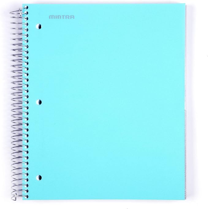 Mintra Office Durable Spiral Notebooks, 5 Subject (Teal, Wide Ruled 1pk)