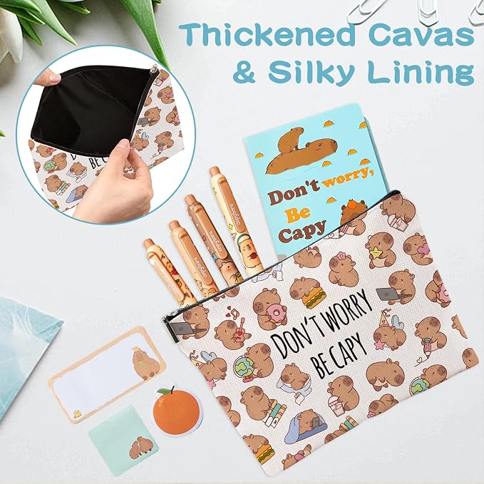School Supplies for Girls, Cute Capybara Stationery Set with Pencil Case, Pens & Sticky Notes Set, Capybara Gifts Party Favor for Girls Stationery School Office Supplies (Capibara)
