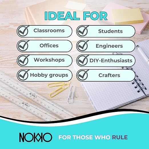 Clear Plastic Ruler 12 Inch, 50-Pack, Rulers Bulk for Classroom | School rulers with metric and imperial markings for students and teachers; clear design keeps lines and measurements visible