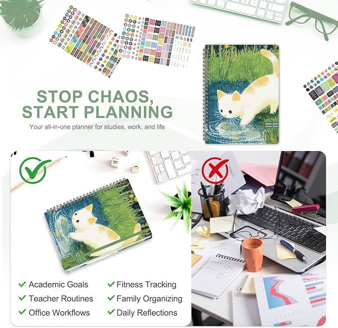 Planner 2026-2027, Weekly and Monthly Academic Year Calendar Planner, July 2026 - June 2027, Daily Agenda Book for Office School Supplies, A5(6.3'' x 8.5'')