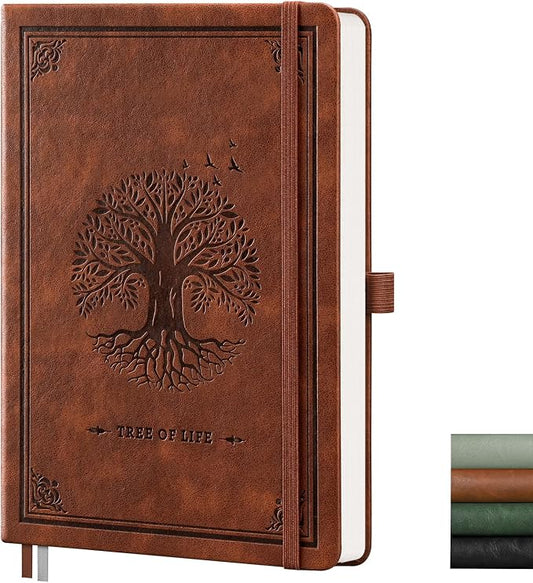 AHGXG Blank Journal Notebook, 192 Pages, A5 Medium Size (5.7'' x 8.3'') | Leather Hardcover, 100 GSM Thick Paper, for Sketching, Drawing, Painting (Brown)
