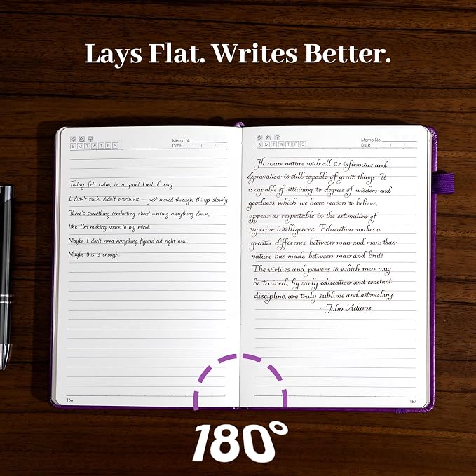 CAGIE Leather Lined Journal Notebook for Men & Women, Debossed Cross, 320 Pages 100 GSM Thick Paper, A5 Hardcover Journaling Notebooks for Writing, 5.7'' X 8.3'' Diary, Purple
