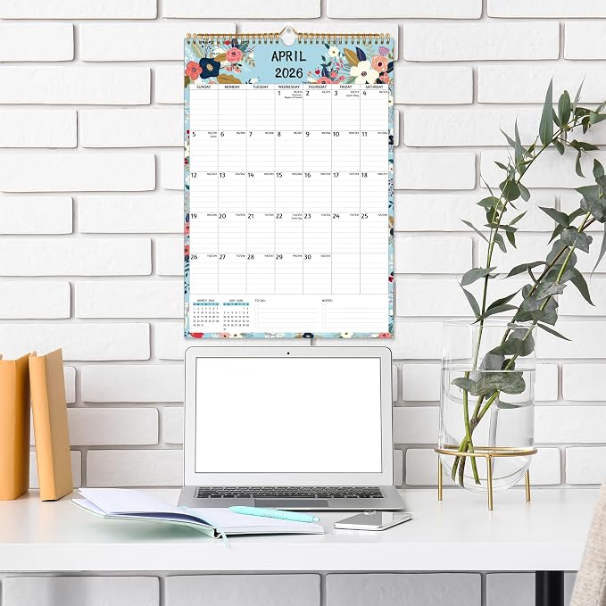 Wall Calendar 2026-2027 – Apr.2026 - Sep.2027, Calendar 2026-2027 Wall, 18 Monthly Calendar, 12 x 17 In, 2026-25 Calendar with Large Blocks, Thick Paper, Holidays, To-do ＆ Notes, Great for Organizing