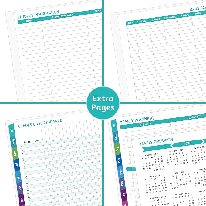 GoiUnlt Teacher Planner 2026-2027, JUL. 2026 – JUN. 2027, Lesson Planner 2026-2027 Academic Year, with Tabs, Thick Paper, 2-Sided Pocket, 8.6″ x 11″ Daily Weekly and Monthly Calendar with 8 Periods