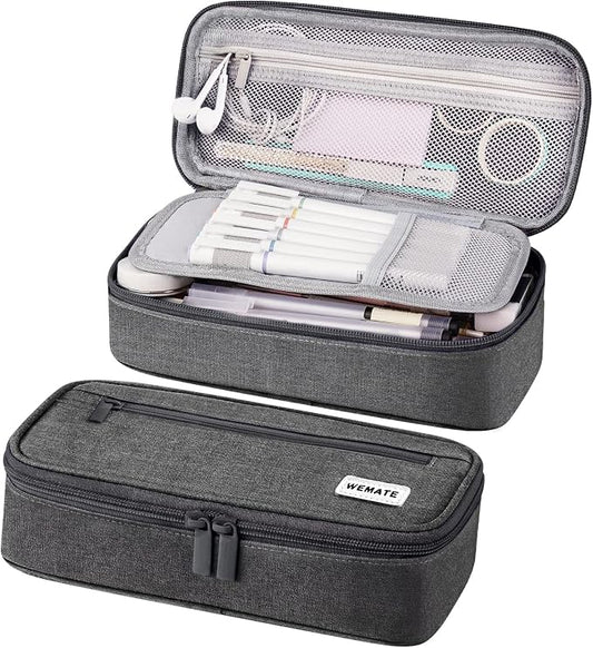 WEMATE Pencil Case, Large Storage Organizer, Makeup Bag, Teacher Must - have, Big Pencil Pouch, Marker Case for College