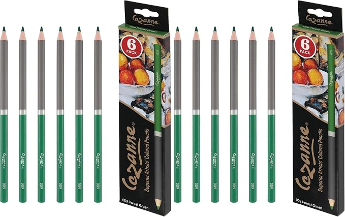 Cezanne Creative Mark Premium Colored Pencils Forest Green 12 Pack - Highly-Pigmented Drawing Pencils - Coloring Pencils for Drawing, Blending, Coloring, and More