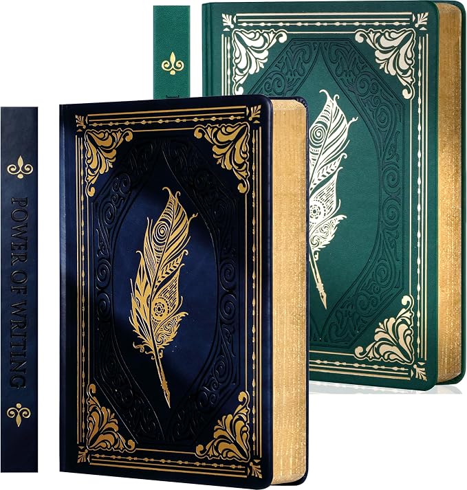 CAGIE 2 Pack Vintage Journal Notebook for Women Men Writing Diary A5 | 320 Pages Hardcover Leather with Gift Box Journaling Notebooks Thick Dream Lined Journals, 5.7 x 8.3 in