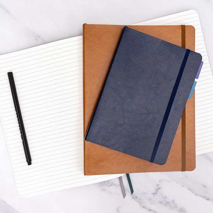 PAPERAGE Softcover Lined Journal Notebook (Dark Green), 160 Pages, Medium College Ruled Notebook, 5.6 inches x 7.9 inches - 100 GSM Thick Premium Paper, Leather Journal for Home, Work & School