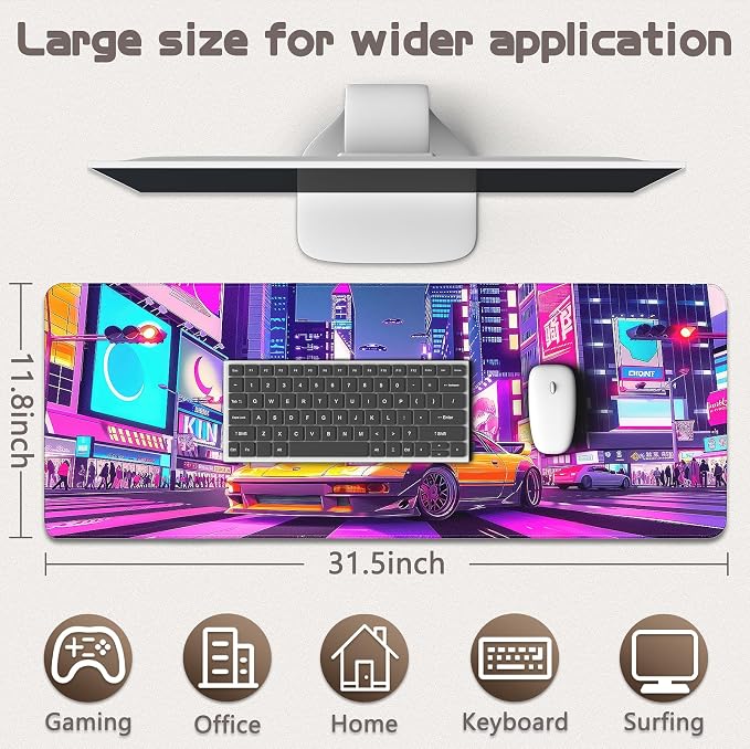 Gaming Mouse Pad - (31.5"×11.8") Sports Car Large Mouse Pads for Desk - Desk Mat for Keyboard and Mouse with Non-Slip Base, Desks Pad Matfor Game/Office & Home