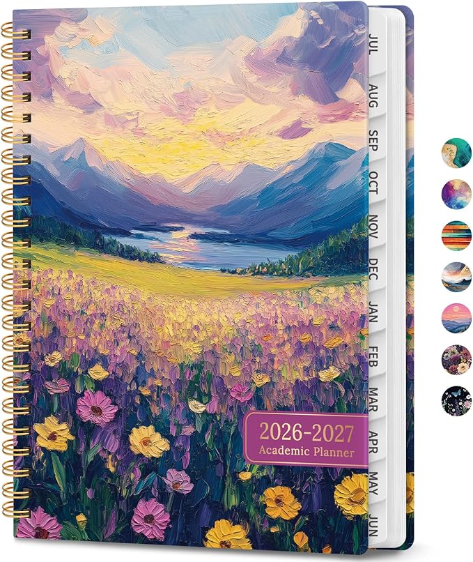 Academic Planner 2026-2027, Weekly and Monthly Calendar Book, July 2026 – June 2027, Hardcover Planner with Tabs, Perfect for Teachers, Students, Women & Men, A4 (8.5" x 11") - Blush Horizon