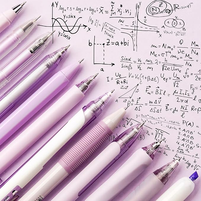 Four Candies Purple Pens, Black Gel Ink, Lavender - 12ct, 0.5mm Fine Point | School Supplies, Desk Accessories & Office Essentials for Women