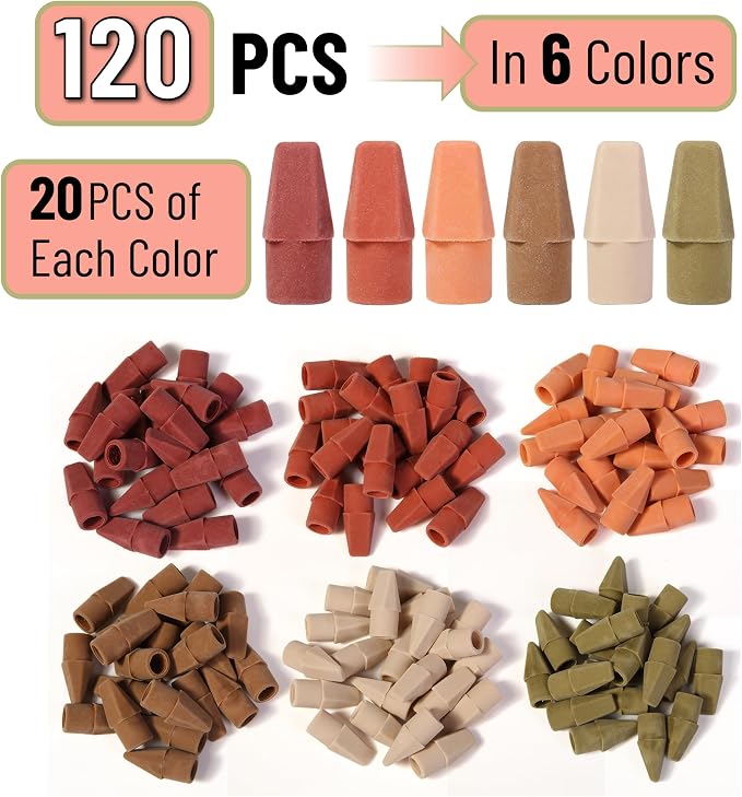 Mr. Pen- Pencil Erasers Toppers, 120 Pack, Colorful, Latex Free, No Smudge | Mr Pen Erasers for Pencils