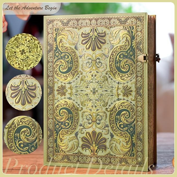 Vintage 3D Gilded Reverie Hardcover Journal - 192 Lined Pages w/Envelope Pocket - Luxury Travel Diary & Keepsake Notebook for Cherished Moments