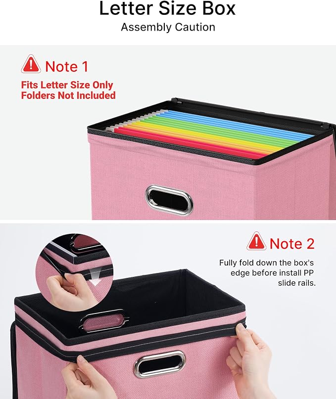 Oterri File Box Small 1-Pack Mesh Pockets Hanging Organizer for Letter-Size | Dustproof Lid. 3 Mesh Pockets. Collapsible Scratch-Resistant GRS Linen. Slide Rails. Office, Home, Dorm