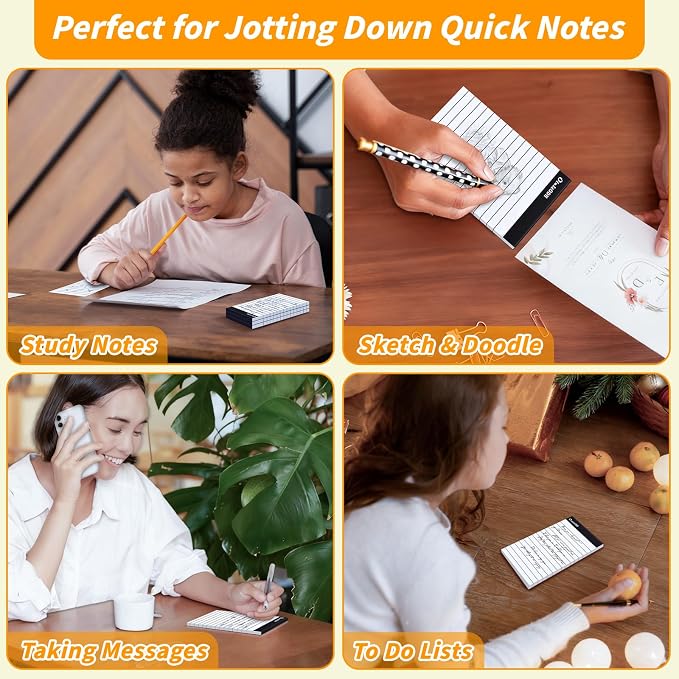 Oleitodh 48 Pack 3 x 5 Notepads White Lined Mini Memo Pads Perforated | 30 Sheets Per Pad, Pocket Size, Smooth Writing, Easy Tear Pages, Office, School, Home, To-Do Lists, Meeting Notes