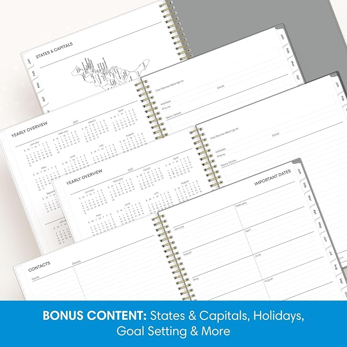 Blue Sky 2027 Weekly & Monthly Planner Calendar, 8.5"x11", Sophie | January 2027 - December 2027, Flexible Cover, Durable Twin Wire Binding, Laminated Tabs, Storage Pocket