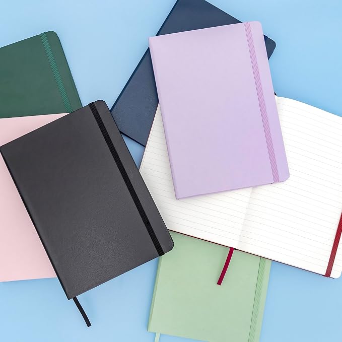 PAPERAGE Lined Journal Notebook, 10 Pack, (Blush), 160 Pages, Medium 5.6 in x 8 in - 100 GSM Thick Paper – Hardcover Journaling Notebook for Work, School & Note Taking
