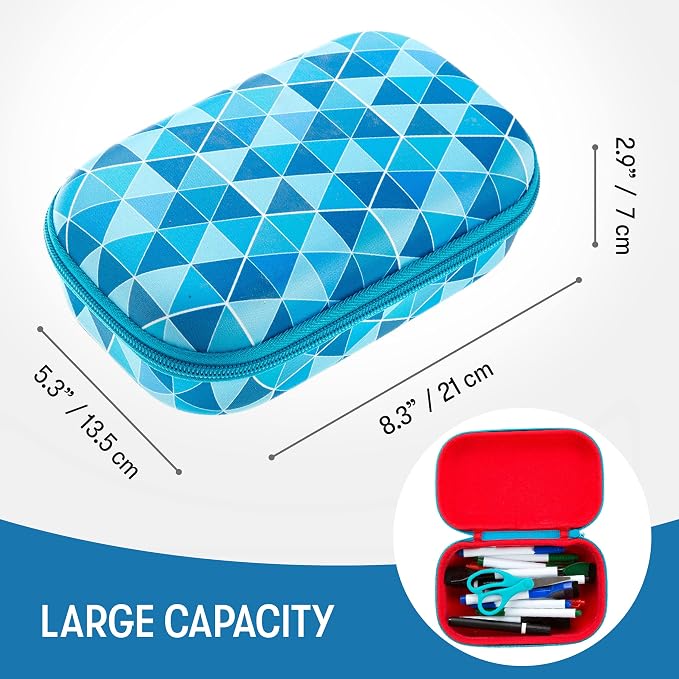 ZIPIT Blue Pencil Case for Kids, Cute Pencil Box for School, Large Capacity Stationery Organizer Box
