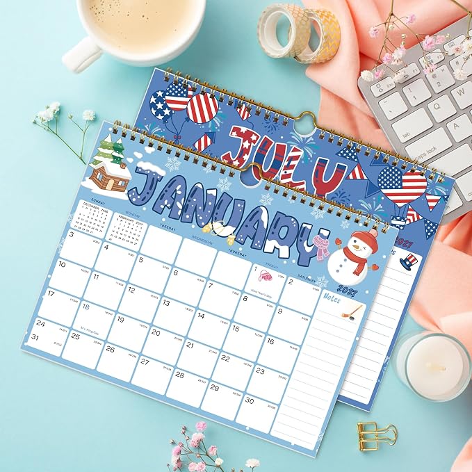 Vibrant Focus 2027 Calendar - 18 Monthly Wall Calendar, October 2026 - March 2028, 8.5" x 11", Calendar 2027 with Twin-Wire Binding, Hanging Hook, Blocks and Julian Dates(Calendar Seasonal)