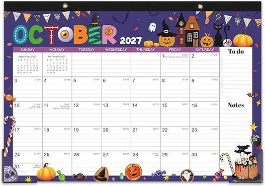 Desk Calendar 2026-2027 - Desk/Wall Calendar 2026-2027, 17"×12", Jul.2026 - Dec.2027, 18 Monthly Calendar 26-27 with Corner Protectors - 12 Different Themes