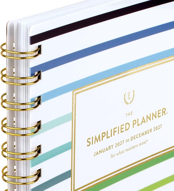 AT-A-GLANCE 2027 Planner, Simplified by Emily Ley, Weekly & Monthly, 5.5" x 8.5", Happy Stripe (EL57-200-27)