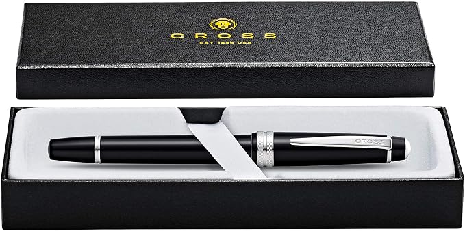 Cross Bailey Light Polished Black Resin Extra-Fine Nib Fountain Pen - Professional Pen for Effortless Writing - Journaling, Note-Taking & More - Black Ink - Easy Handling - Includes Gift Box