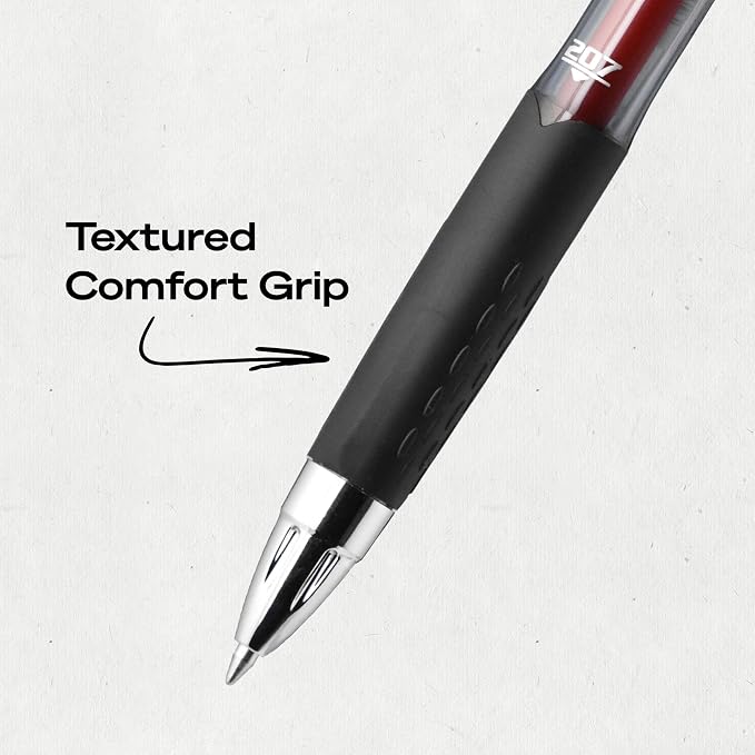 uniball™ 207 Gel Pens, Red Ink, 0.7mm Medium Point, Retractable, 12 Count, Smooth Writing, Fraud-Resistant, uni Super Ink™
