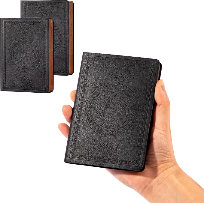 CAGIE 3 Pack Small Notebook for Men Soft Cover Pocket Notebook Leather Journals for Writing, 672 Lined Pages Mini Notebooks for Work 3x5, A6 Little Notebook, Black