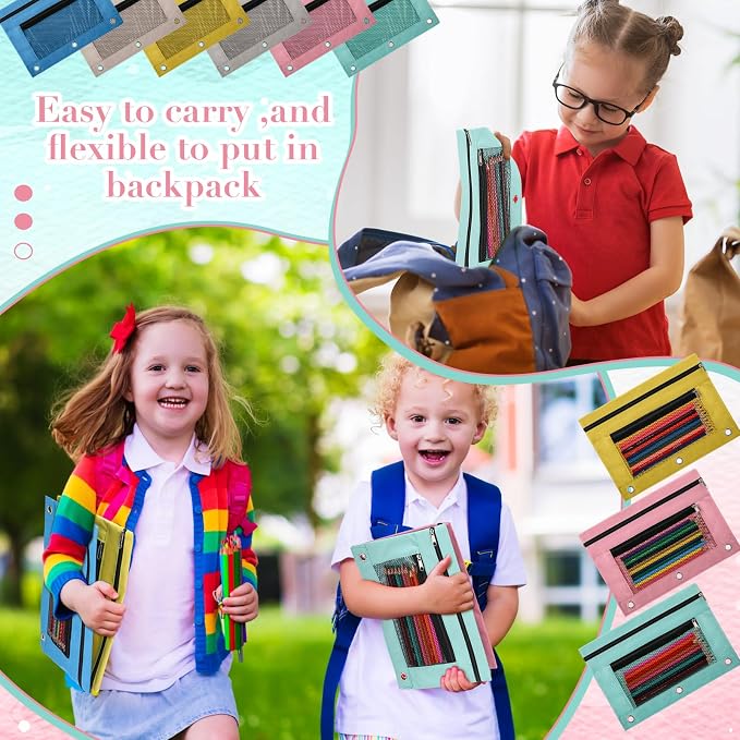 Zhehao 100 Pcs Zipper Binder Pencil Pouches:3 Ring Binder Pencil Pouches with Zipper Window Bulk Clear Pen Bags Case for Office School Classroom Supplies