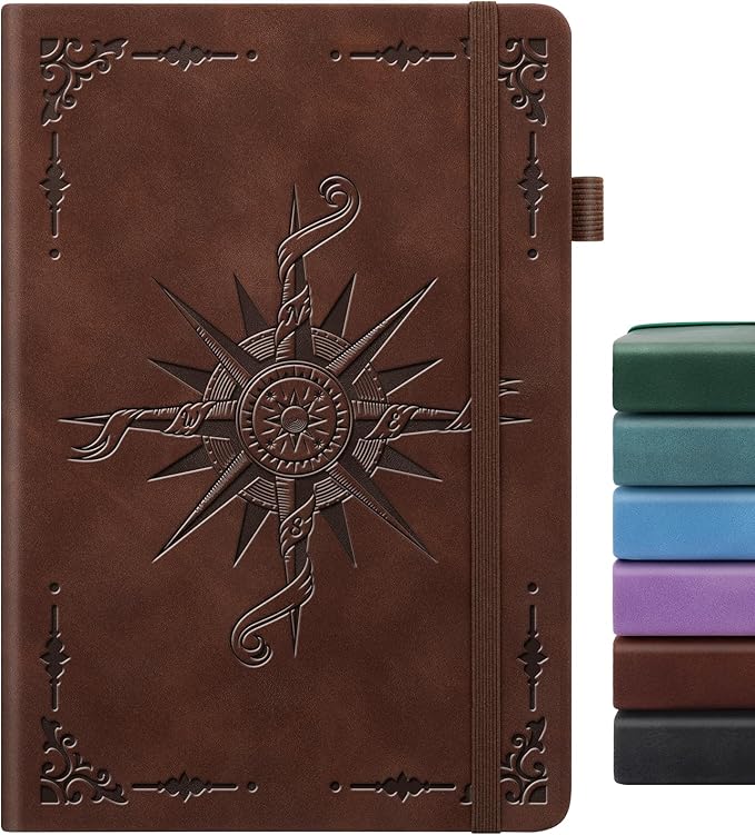 Lined Journal Notebook for Women Men, A5 Hardcover Leather Journals for Writing, 200 Pages Thick Paper, Daily Journal Notebook for Work, School, Note Taking, Business, Travel, College Ruled