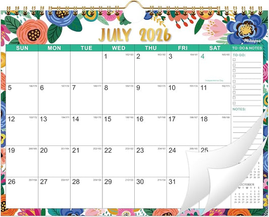 Calendar 2026-2027 - Wall Calendar 2026-2027, July 2026 to December 2027, 11" x 8.5", 26-27 Calendar 18 Monthly with Thick Paper + Julian Date - Floral