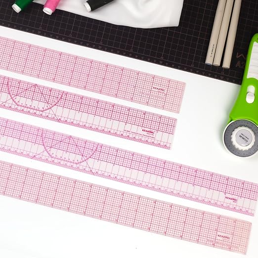 KEARING 6"x1" Pattern Grading Ruler - Clear 1.2mm Sandwich Line Plastic | Flexible 1.2mm plastic 6"x1" transparent grading ruler. Features zero centering scale & sandwich line printing for sewing