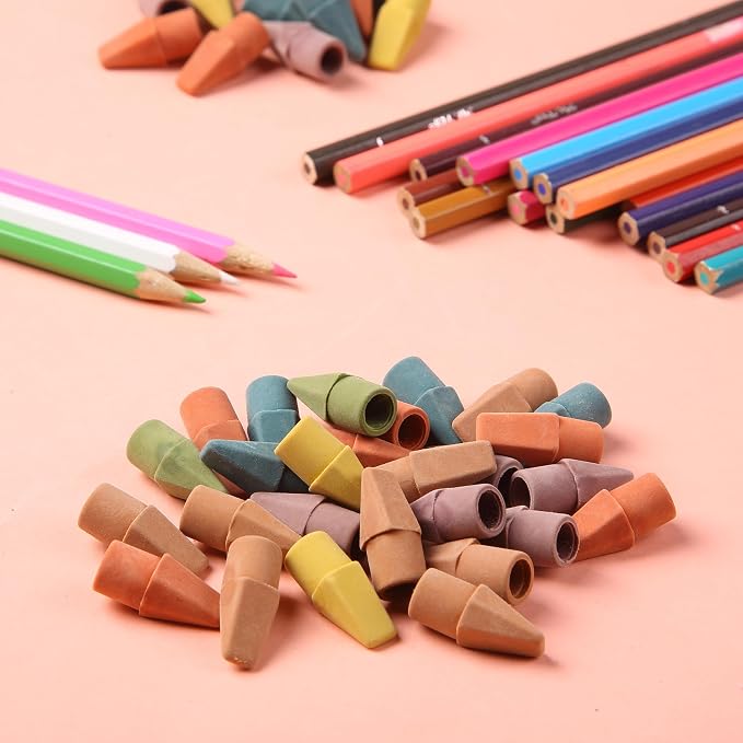 Mr. Pen- Pencil Top Erasers, 120 Pack, Folk Festival Colors | Latex-Free & No Smudge Pencil Eraser Tops