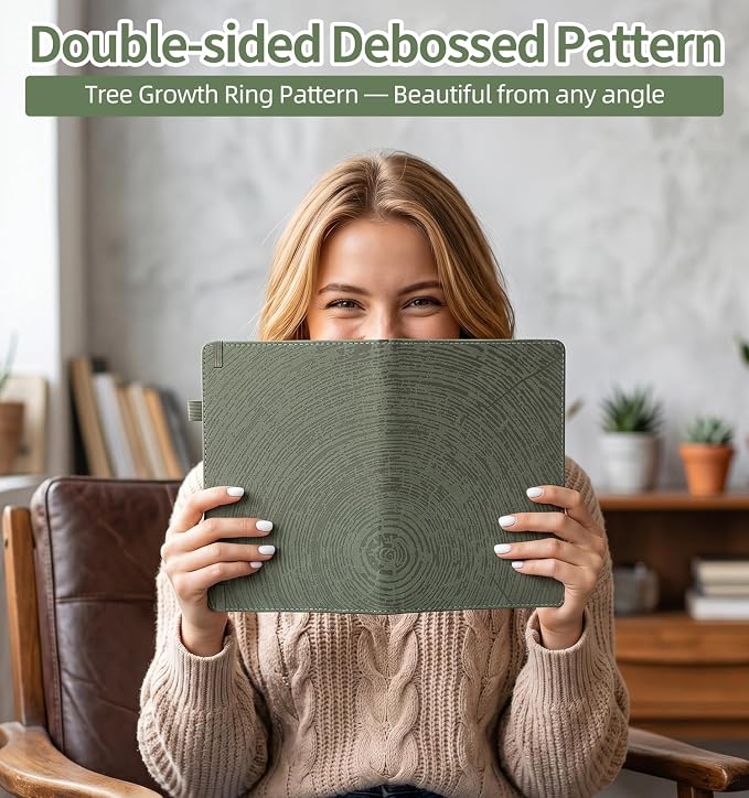 A5 Lined Journal Notebook for Women Men, Tree Ring Leather Journals for Writing, 200 Pages Thick Paper, Daily Journal Notebook for Work, School, Note Taking, Business, Travel, College Ruled