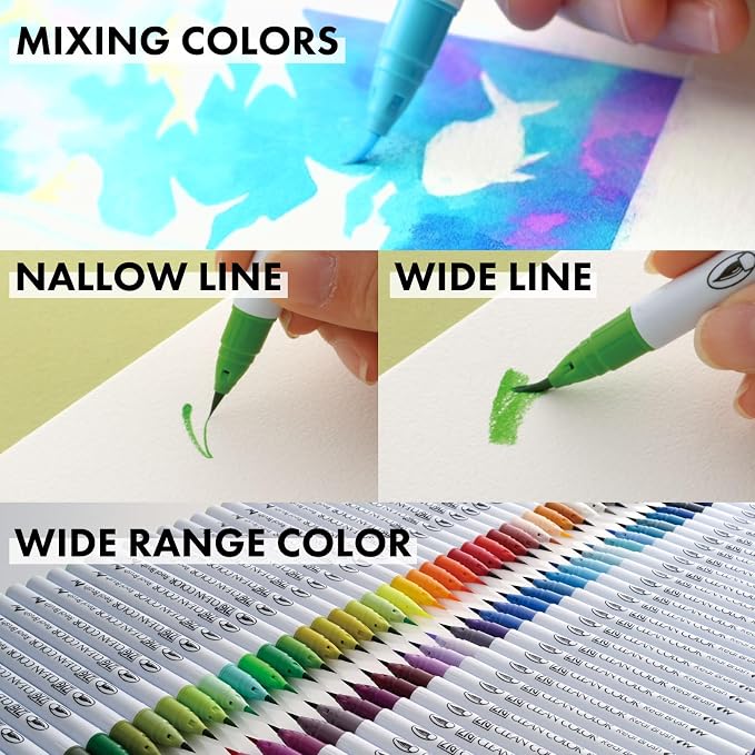 Kuretake ZIG Clean Color Real Brush Marker, Flexible Brush Tips, Watercolor Pens for Painting, Drawing, Calligraphy and Brush Lettering for Artists, Made in Japan (6 Cool Gray Colors set)