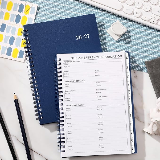2026-2027 Planner - Planner 2026-2027, July 2026 - June 2027, 6" x 8.4" | Flexible PP Cover, A5 Thick Paper, Twin-Wire Binding, 26-27 Planner Weekly and Monthly for Office, School Planning- Blue
