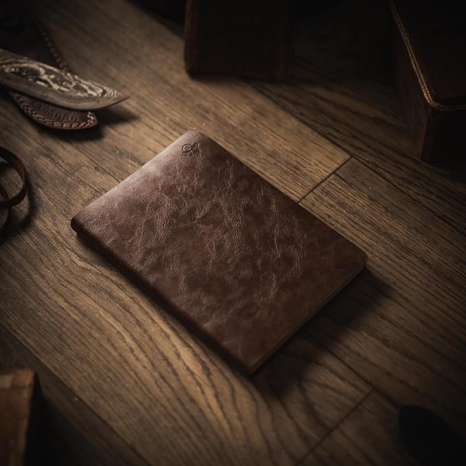 Odyssey Notebook Journal for Men - Lined Pages, 100 GSM Thick Kraft Paper, A5 Size, Brown Leather, Soft Cover