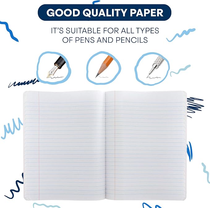 Enday Marble Composition Notebook Wide Ruled (2 Pack) 100 Sheets | Black Composition Notebook For Back to School, Home and Office