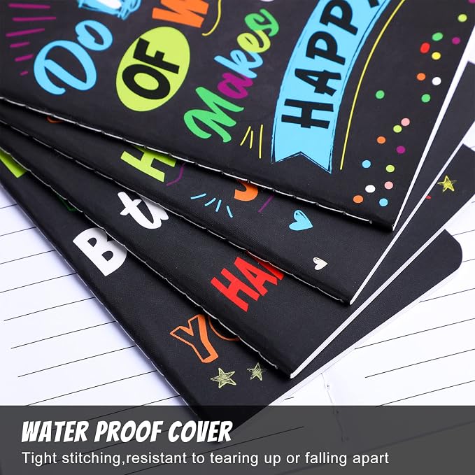 Cinrobiye 24 Pcs Mini Colorful Notebooks, Funny Motivational Journals Notepads Inspirational Notepads Small Pocket Notebook for Kids Teacher School Office Gift Bulk Prizes Travel Supplies (Black)