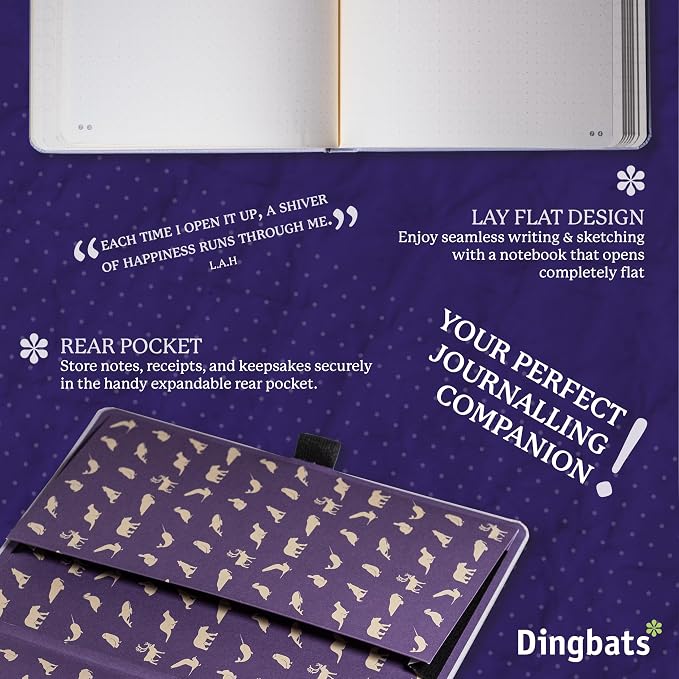 Dingbats* Earth Dotted Writing Journal Notebook A5 - Vegan Leather Hardcover - Ideal for Work, Travel - Pocket, Elastic Closure & Bookmark