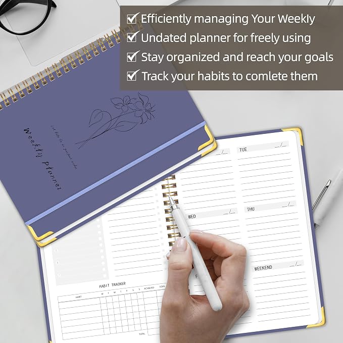 TREES Undated Weekly Planner, Weekly To-Do List, Goal and Habit Tracker | 5.8" x 8" Spiral-Bound Organizer for Weekly Goals, Tasks and Habits, Designed for Work, School and Everyday Planning