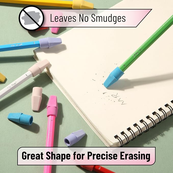 Mr. Pen- Pencil Erasers Toppers, 120 Pack, Colorful, Latex Free, No Smudge | Mr Pen Erasers for Pencils, Pencil Top Erasers, Eraser Caps, Eraser Tops