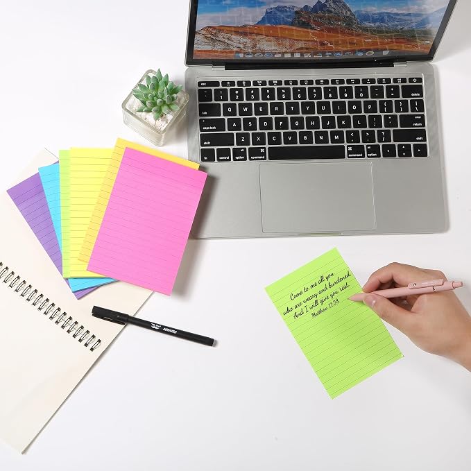 Mr. Pen- Lined Sticky Notes, 4" x 6", 6 Pads, 45 Sheets/Pad | Sticky Notes with Lines, Ruled Post Stickies, Memo Pads, Self-Stick Note Pad for Office, School, Home, Study