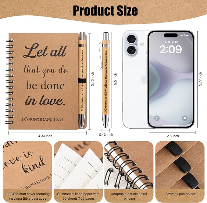 40 Pcs/20 Set Christian Gifts Spiral Notebooks Bulk Journals with Christian Pens Prayer Journal for Women and Men, Father Day Gifts for Church Members, Bible Study Groups & Religious Families,Small Notepad (4.33" x 5.43")