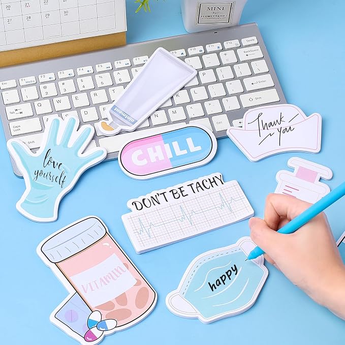 30 Pads Mini Nurse Sticky Notes Funny Medical Themed Self Stick Note Pads Hospital Desk Memo Cute Appreciation Gifts for Nursing Students CNA Doctor Office