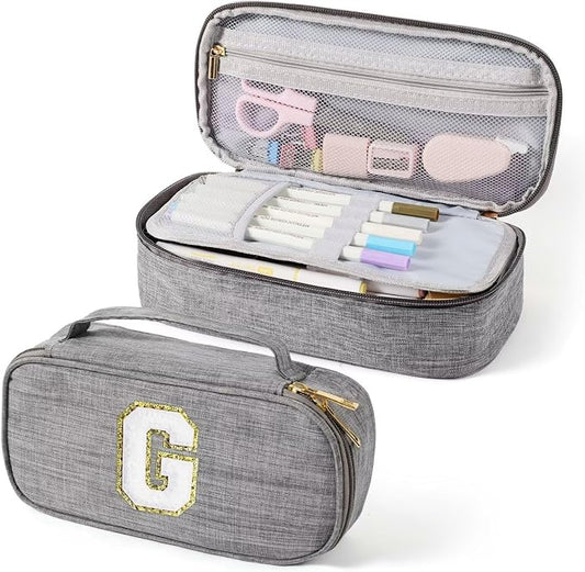 YOOLIFE Pencil Case for Girls, Cute Pencil Pouch Pen Case, Large Capacity Aesthetic School Supplies for Teen Girls, G (Grey)