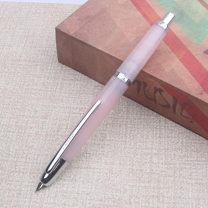 JINHAO 20 pink silver Press Fountain Pen Retractable F Nib Transparent Black Writing Ink Pen with Converter School Office Supplies