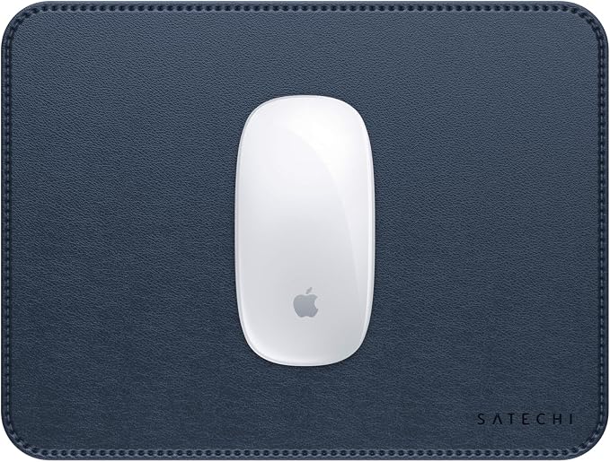 Satechi Vegan-Leather Mouse Pad, Ergonomic, Reversible, Scratch and Water Resistant, Easy to Clean, for Office and Home, 9.8" x 7.5" x 0.14" - Blue