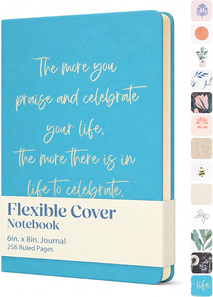 WORLD TRAVELER Eccolo A5 Hardbound Journal Notebook 256 Ivory Lined Pages | Sturdy Flexible Hardcover, 80GSM Acid-Free Ivory Pages, Smyth-Sewn Lay-Flat Binding, Ribbon Bookmark